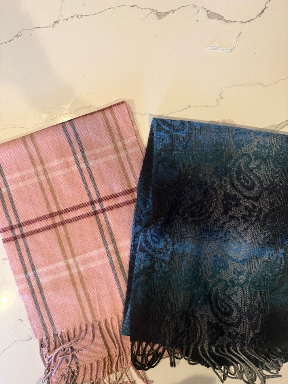 Venom bundle Soft Plaid Pink and Teal Patterned Scarves 2 scarves made in Italy